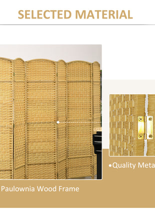 Folding Room Divider Screen 6 Panel 6' Tall Privacy Screen Freestanding Wood Partition for Home Office, Nature Wood