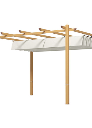 10' x 13' Retractable Pergola Canopy, Aluminum Pergola Sun Shade Shelter for Garden, Patio, Backyard, Deck, Cream