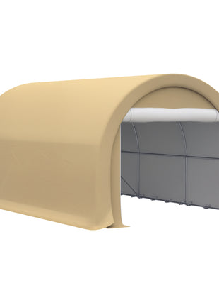 10' x 16' Carport, Heavy Duty Portable Garage Storage Tent with Large Zippered Door, Anti-UV PE Canopy Cover for Car, Truck, Boat, Motorcycle, Bike, Garden Tools, Outdoor Work, Beige