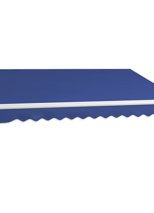 13' x 8' Patio Awning, Manual Retractable Sun Shade with UV Protection and Easy Crank Opening, Dark Blue