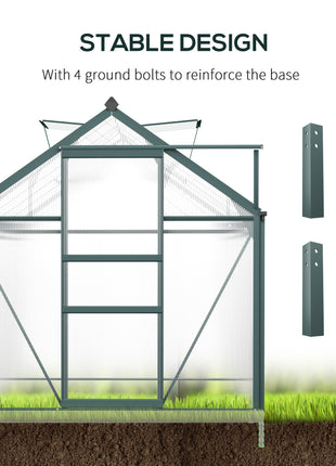 6' x 10' Greenhouse for Outdoors, Polycarbonate Greenhouse with Rain Gutter and Roof Vent, Aluminum Walk-in Green Houses for Outside for Patio Backyard Garden, Dark Green