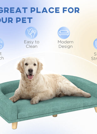 Dog Sofa Couch Bed with Washable Cushion for Large Dogs, Cats, Green