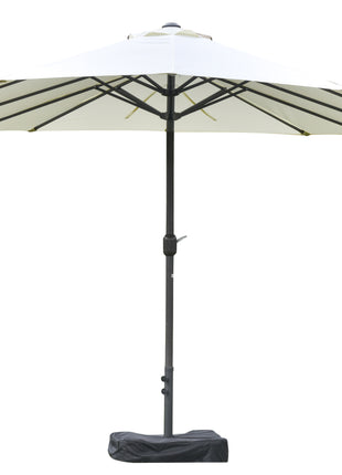 Patio Umbrella 15' Steel Rectangular Outdoor Double Sided Market with base, UV Sun Protection & Easy Crank for Deck Pool Patio, Beige