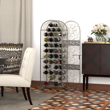 45 Bottle Wrought Iron  Rack Jail with Lock - Antique Bronze