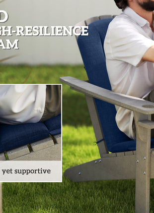 Set of 4 Outdoor Chair Cushions, High Back Adirondack Chair Cushion with Ties, High-Density Foam, Navy Blue