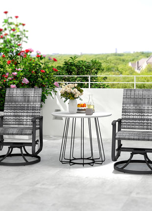 Wicker Rattan Swivel Patio Glider Chair Set of 2, Outdoor Glider Chair with Steel Frame, High Back, Gray