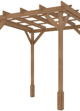 6.6' x 6.6' Wood Pergola, Outdoor Gazebo Grape Trellis with Stable Structure for Climbing Plant Support, Dark Brown