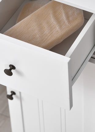 Short Bathroom Storage Cabinet, Cabinet Organizer with 1 Drawer and Adjustable Shelf for Living Room, White