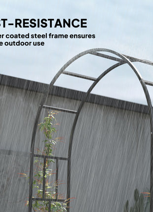 7.3ft Steel Garden Arch Trellis, Garden Arbor Trellis for Climbing Plants Roses Wisteria Vines, Flower Arch Wedding Arch Stand for Outdoor, Garden, Lawn, Backyard, Black