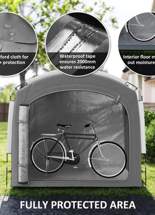 Bike Storage Shed Tent, Portable and Waterproof with 210D Oxford Fabric and Carry Bag for 3-4 Bicycles, Dark Gray