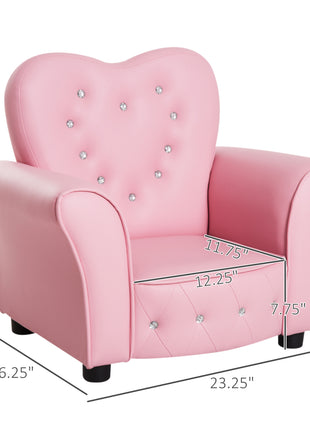 Kids Sofa Toddler Tufted Upholstered Sofa Chair Princess Couch Furniture with Diamond Decoration for Preschool Child, Pink