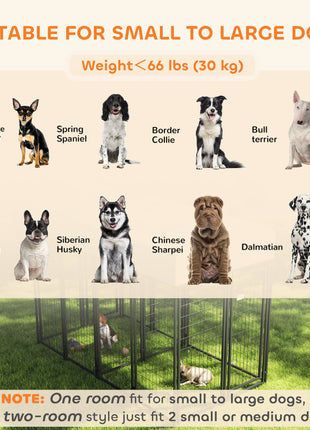 Outdoor Dog Kennel with Two-Room Design, Water-Resistant & Sun-Proof Cover, for S, M, L Dogs, 8' x 4' x 6'