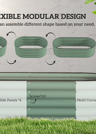 6.4' x 2' x 1.4' Galvanized Raised Garden Bed Kit, Metal Planter Box with Safety Edging, Green
