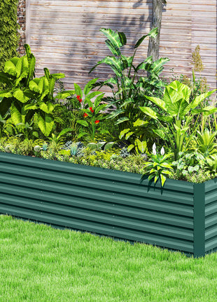 8x2x2ft Galvanized Raised Garden Bed Kit with Safety Edging for Flowers, Herbs and Vegetables, Green