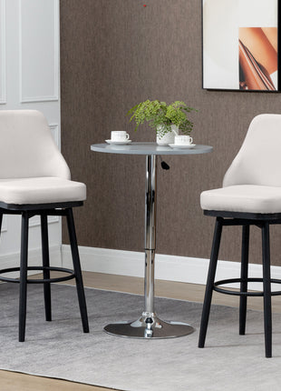 Bar Height Bar Stools Set of 2, Modern 360° Swivel Kitchen Chairs with Steel Legs and Footrest, 29.5 Inch Seat Height Upholstered Barstools for Kitchen Island, Cream White
