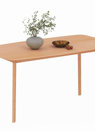 Pine Wood Dining Table for 6, 47" Rustic Rectangular Kitchen Table with Large Tabletop for Dining Room, Natural