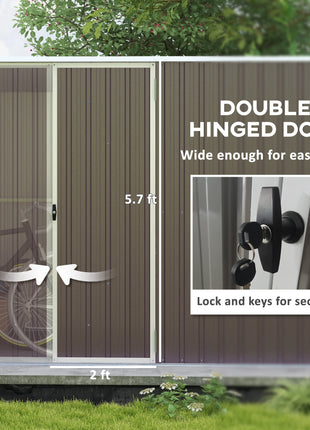 11.2' x 5.6' Storage Shed w/ Lockable Door, Galvanized Metal Utility Outdoor Shed for Backyard, Bike, Patio, Light Gray