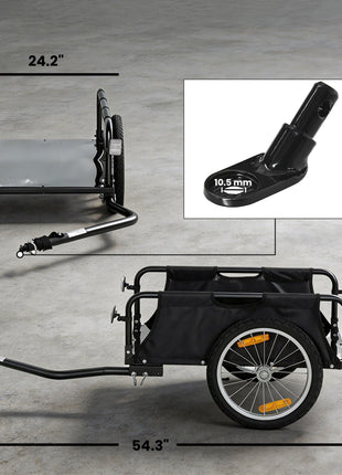 Bike Cargo Trailer, Bicycle Trailer Wagon Cart with Quick Release 16" Pneumatic Wheels, Aluminum Rims, Red Flag, Black