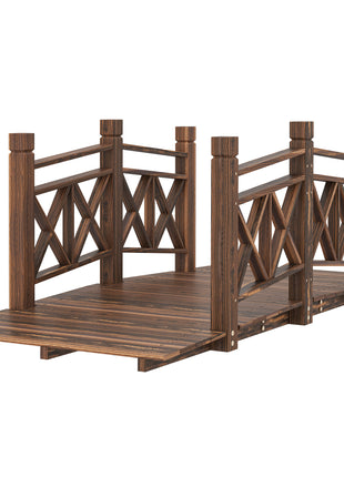 5 ft. Wooden Garden Bridge Footbridge for Backyard Ponds, Creeks, Streams, Carbonized