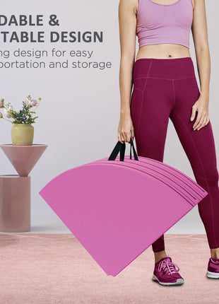 Foldable Crash Mat, Pole Padding with Carrying Handles and EPE Foam for Dance Training and Exercise, Pink