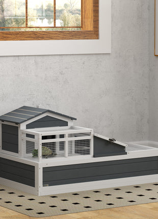 3-Room Tortoise Habitat House w/ Balcony & 2 Stories, 44" x 25.5" x 23", Gray