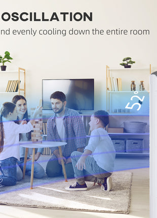 40" Portable Oscillating Air Cooler Fan for Home Office, 3-In-1 Standing Ice Floor Fan with Humidifier, 3 Modes, 3 Speeds, 8H Timer, Remote, LED Display, White