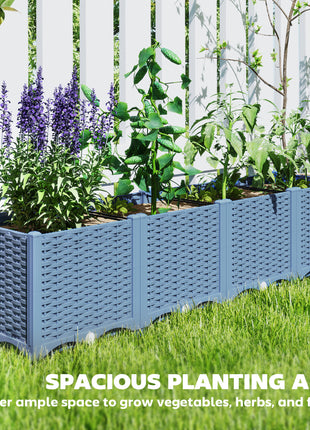 Plastic Raised Garden Bed, 5 x 1 x 1 ft Outdoor Flower Box with Drainage Holes for Vegetables, Herbs, Blue