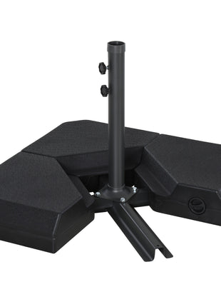 Umbrella Stand Fitting 2" Poles and Steel Base with 4 Fillable Plastic Weights, 4 Gal. Capacity Each - Black