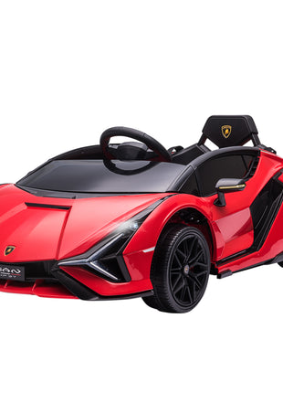 12V Lamborghini SIAN Licensed Electric Car for kids with Remote Control, Horn, Music, & Headlights, Red