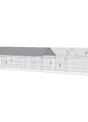 Metal Chicken Coop, Large Chicken Run with Water-Resistant & Anti-UV Cover for 7-9 Hens, Outdoor Hen House with 10 Doors