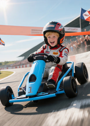 24V Electric Go Kart for Kids, Drift Ride-On Racing Go Kart with 2 Speeds, for Boys Girls Aged 8-12 Years Old, Blue