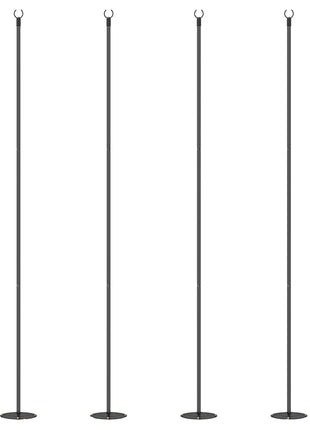 4 Pack of 8' String Light Poles, Steel Hanging Lighting Stand for Patio, Backyard, Deck, Wedding, Party, Black