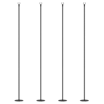 4 Pack of 8' String Light Poles, Steel Hanging Lighting Stand for Patio, Backyard, Deck, Wedding, Party, Black