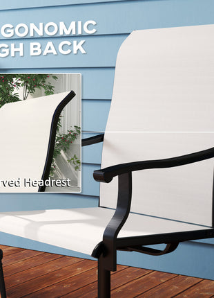 Patio Swivel Chairs Set of 2, High Back Patio Dining Chairs with All-Weather Mesh for Backyard, Lawn, Garden, Cream