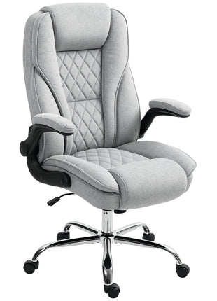 Executive Office Chair, Desk Chair with Flip-up Armrest, Diamond Fabric Computer Chair for Home Office, Gray
