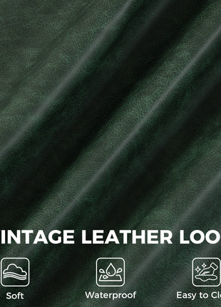 Leather Home Office Desk Chair, Vintage Computer Chair with Padded Arms, 360° Swivel, Adjustable Height, Tilt, Green