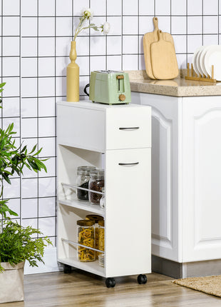 3- tier Slim Storage Cart, Rolling Narrow Kitchen Cart on Wheels for Small Place, Slide Out Side Utility Cart for Bathroom, Laundry