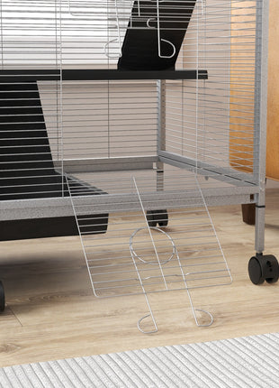 45" H Rolling Small Animal Cage with Hammock, Ferret Cage, Chinchilla Cage, Pet Habitat with 6 Doors, Removable Tray