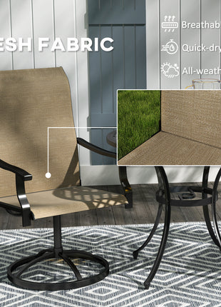 Patio Swivel Chairs Set of 2, High Back Patio Dining Chairs with All-Weather Mesh for Backyard, Lawn, Garden, Brown