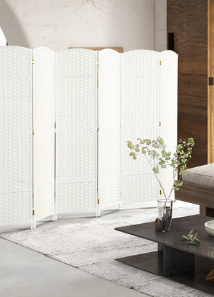 Folding Room Divider Screen 6 Panel 5.6 ' Tall Privacy Screen Freestanding Room Partition for Home Office, White