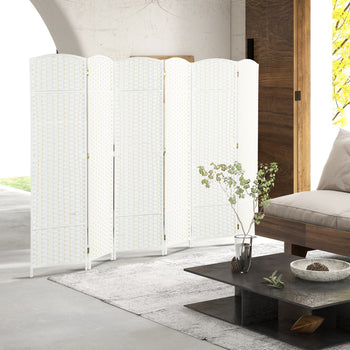 Folding Room Divider Screen 6 Panel 5.6 ' Tall Privacy Screen Freestanding Room Partition for Home Office, White