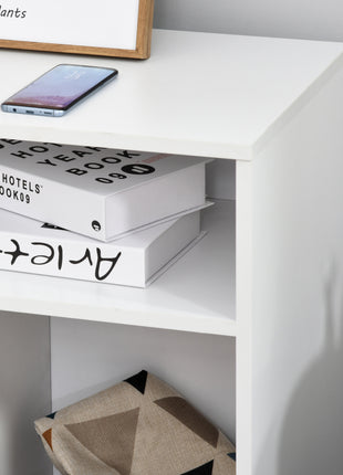 Printer Stand Home Office Mobile Storage Cabinet Organizer Desktop with Caster Wheels, 2 Locking Breaks and Drawer, White