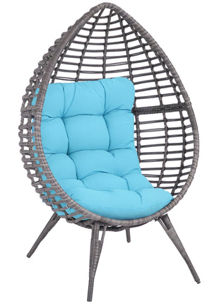 Rattan Egg Chair with Cushion, Sky Blue