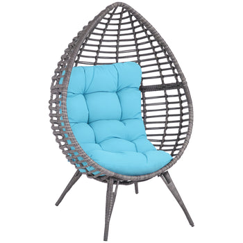 Rattan Egg Chair with Cushion, Sky Blue