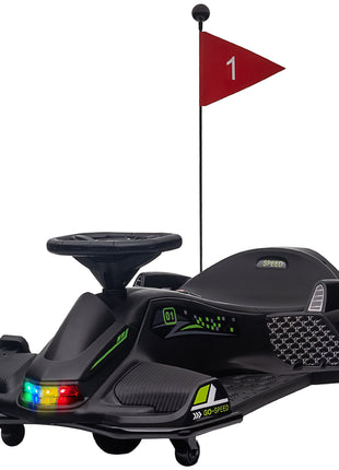 12V Electric Drifting Go Kart w/ Slow Start, Music, Lights, Black