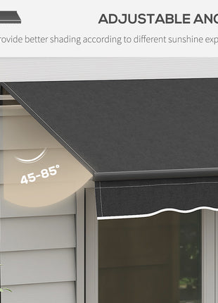 10' x 8' Retractable Awning, 280gsm UV Resistant Sunshade Shelter for Deck, Balcony, Yard, Dark Gray