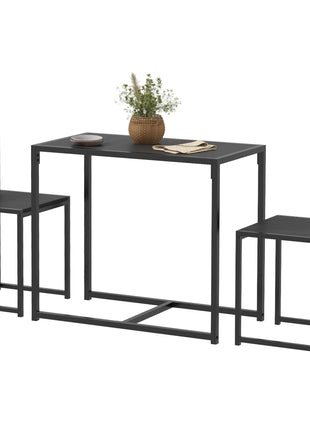 3-Piece Dining Room Set, Industrial Kitchen Table Set with Rectangular Table and 2 Dining Chairs, Black
