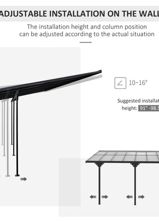 16.5' x 10' Outdoor Polycarbonate Pergola, Transparent UV Blocking Awning, Hardtop Deck Gazebo, Aluminum, Gray