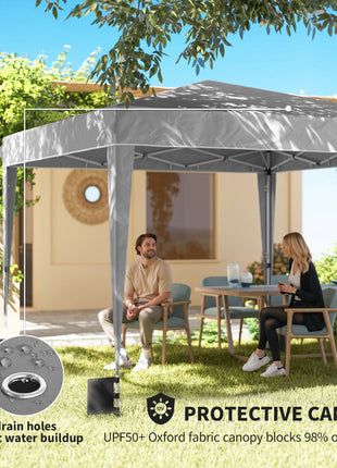 10 x 10 ft Pop Up Canopy Tent with Sidewalls, UPF50+ Outdoor Portable Instant Canopy Shelter with Carry Bag, Light Gray