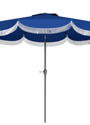 9FT Patio Umbrella, UPF 30+ Outdoor Market Umbrella with Crank, 8 Ribs, Push Button Tilt, Vented for Patio Deck Backyard Lawn, Navy Blue